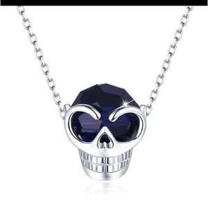 925 Sterling Silver Crystal Skull Necklace
